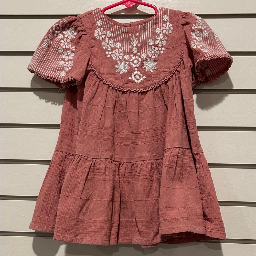 Adorable Pink Kids Dress with Floral Embroidery